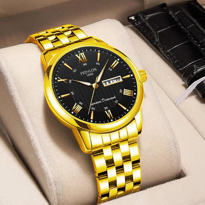 Men's Watch Waterproof and Fashionable Luminous Fully Automatic Movement Double Calendar Korean Version Casual Business Quartz Watch