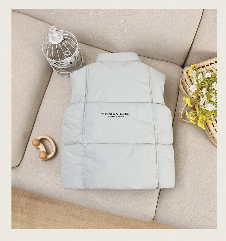 Kids' Thickened Stand Collar Down Cotton Vest - Stylish Autumn/Winter Outerwear for Boys and Girls