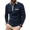 Autumn Men's Casual Button Lapel Solid Color Long Sleeved Polo Shirt