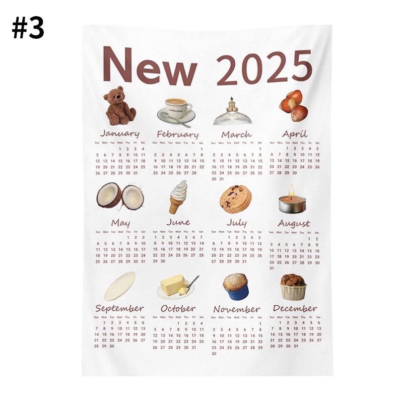 Calendar de Anul Nou acasă agățat pânză Anul Nou 2025 calendar perete fundal tapiserie foto agățat pânză decorare casă