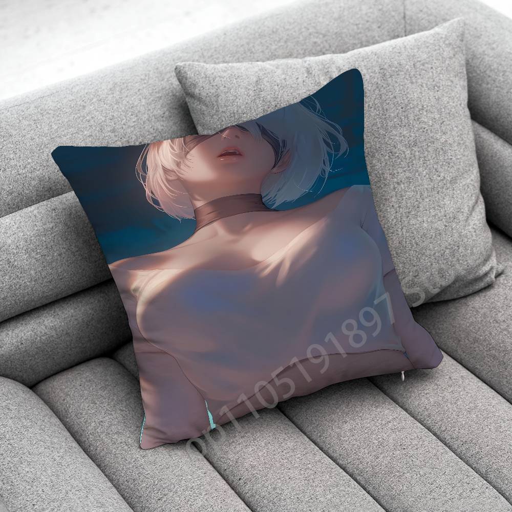 Game Nier A-Automata 2B Throw Pillow Case For 55X55Cm 40X40Cm 45X45Cm 50X50Cm 30X30Cm Square Office Pillowship Cover