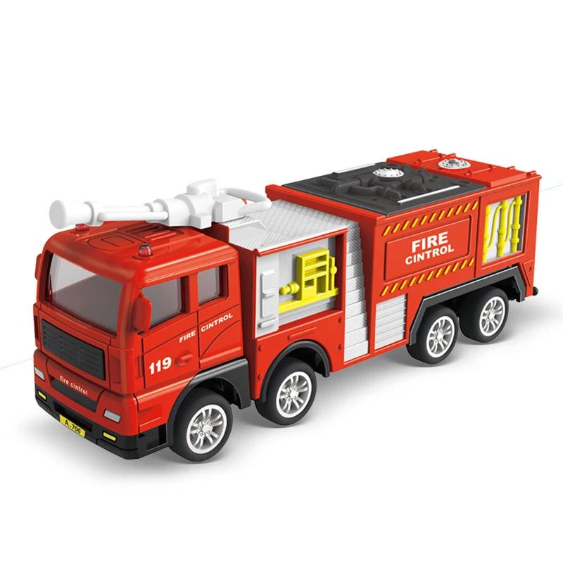 Inertia Fire Truck Models Kids Toy Car Pull Back Sliding Ladder Firetruck Vehicle For Toddler Collection Car Set Kids Boys Gift