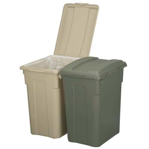 Shinki Gosei Tombo Trash Can, Connectable, 70-Liter Capacity, Khaki Green, 48cm Wide X 36.5cm Deep X 60cm High, with Lid, Durable, Large, Suitable for
