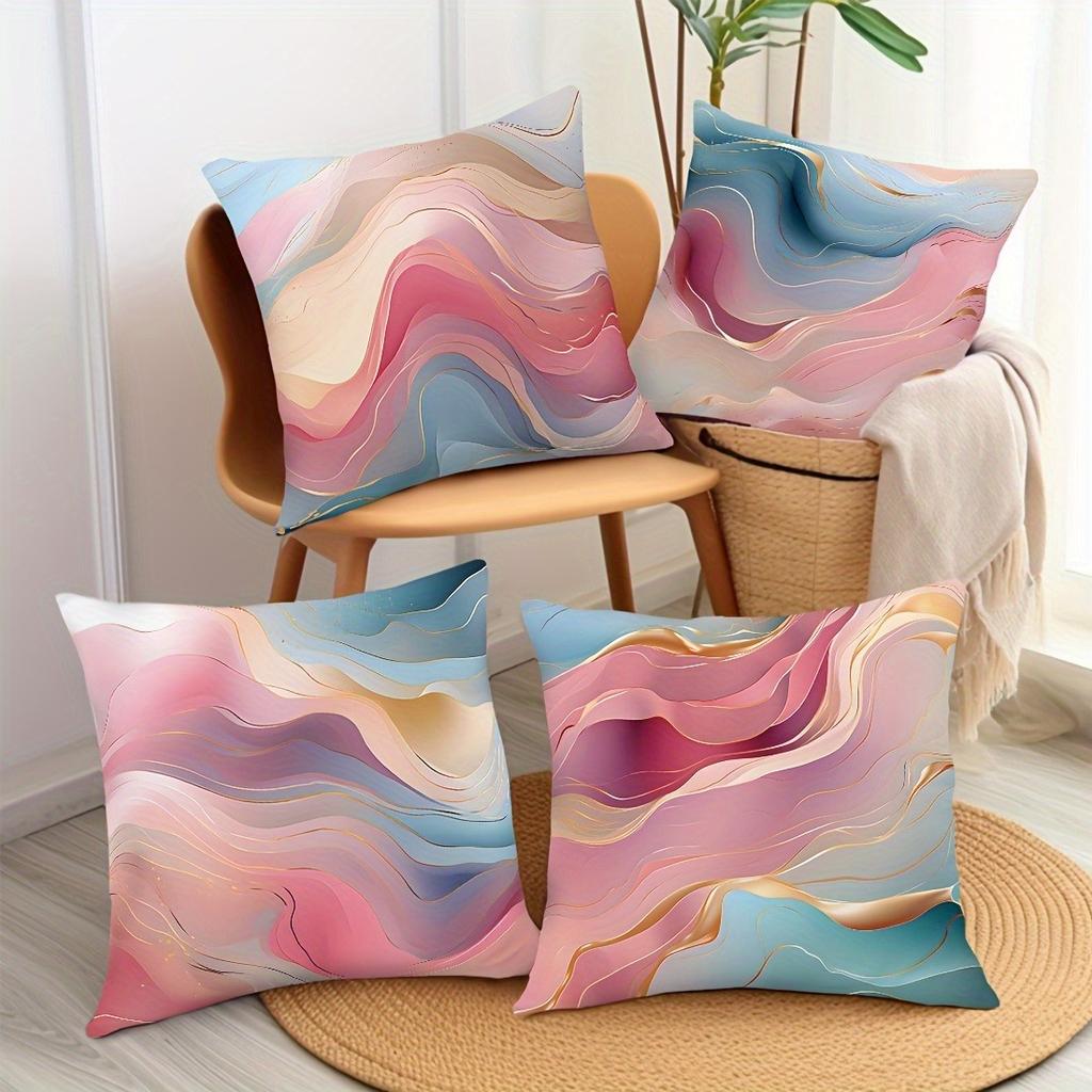 Home decoration ribbon gold thread decorative pillowcase, ultra-soft polyester material living room sofa back car pillowcase