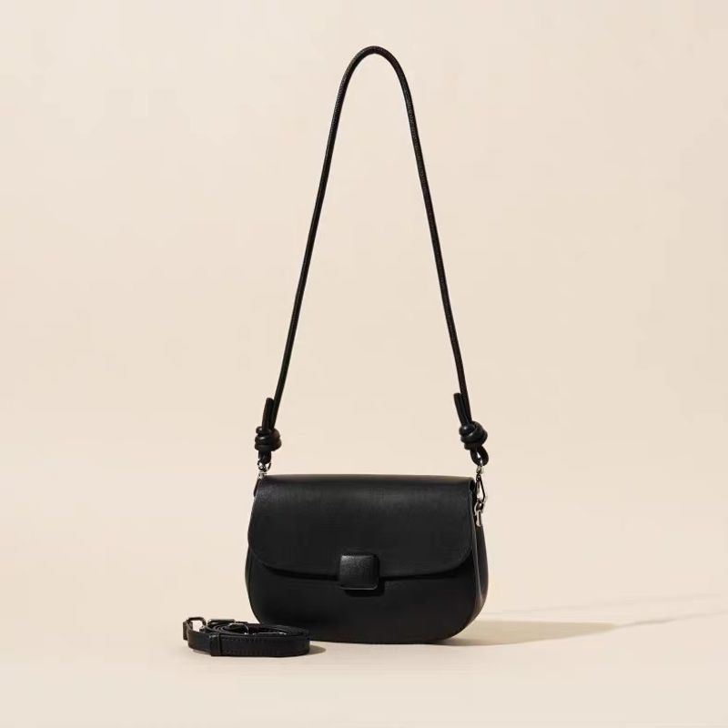 

Genuine Leather Saddle Bag Women 2025 New All-Match Shoulder Messenger Bag Fashion Niche Design Women s Bag Commuter Underarm Bag Black
