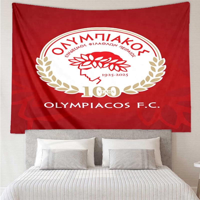 Olympiacos Fc: Red And Black Pride Tapestry Room Decoration Wall Hanging for Living Room Bedroom, Dormitory, Birthday and Christmas Gifts