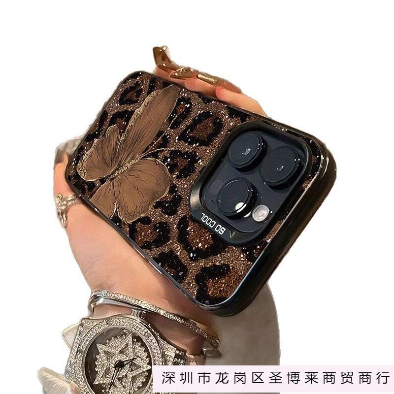 Leopard print butterfly is suitable for Apple 16plus mobile phone case iPhone16/15/14 advanced sense 11 new 12 anti-drop