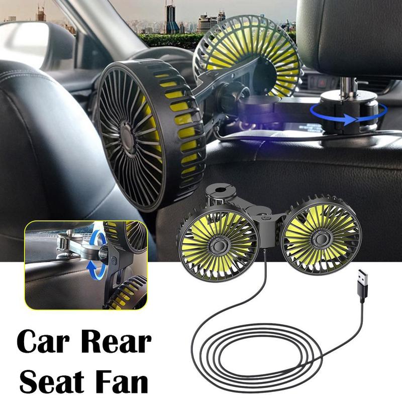 Car Seat Cooling Fan USB Dual Head Fan 360 Degree Rotation Neck Cooler Automotive Electric Fan 3 Speeds Car Accessories