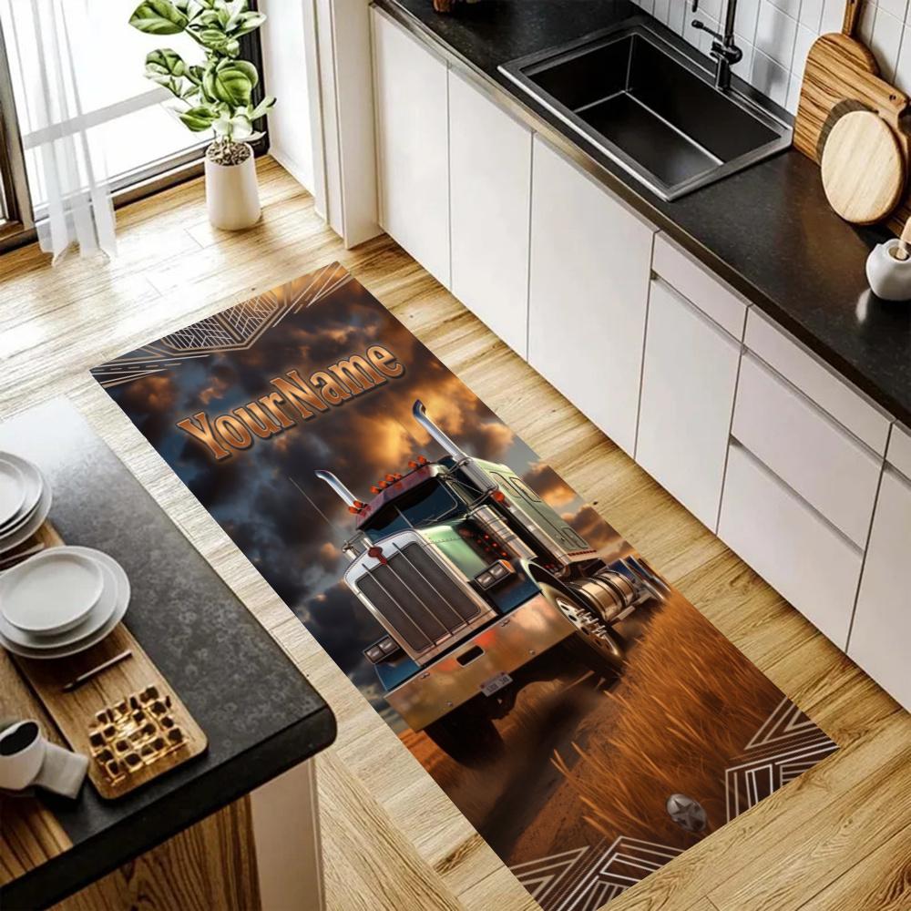 Peterbilt Heavy Trucks Customize Your Name Kitchen Rug Runner Rug Laundry Mat Hallway Entryway The Best Gift Choice