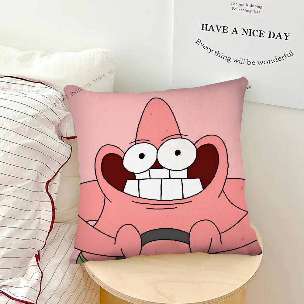 Cartoon SpongeBob SquarePants Patrick Star Pillow Case Fashion Square Pillowcase Bedroom Sofa Room Leisure Cushion Cover