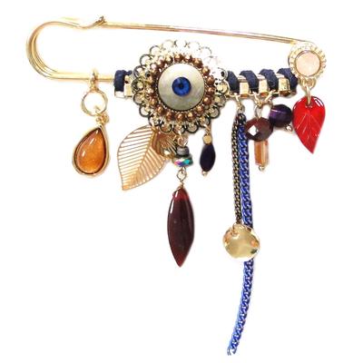 [Q1037] - Red Gold 'Acapulco' Designer Brooch - 90x75 Mm