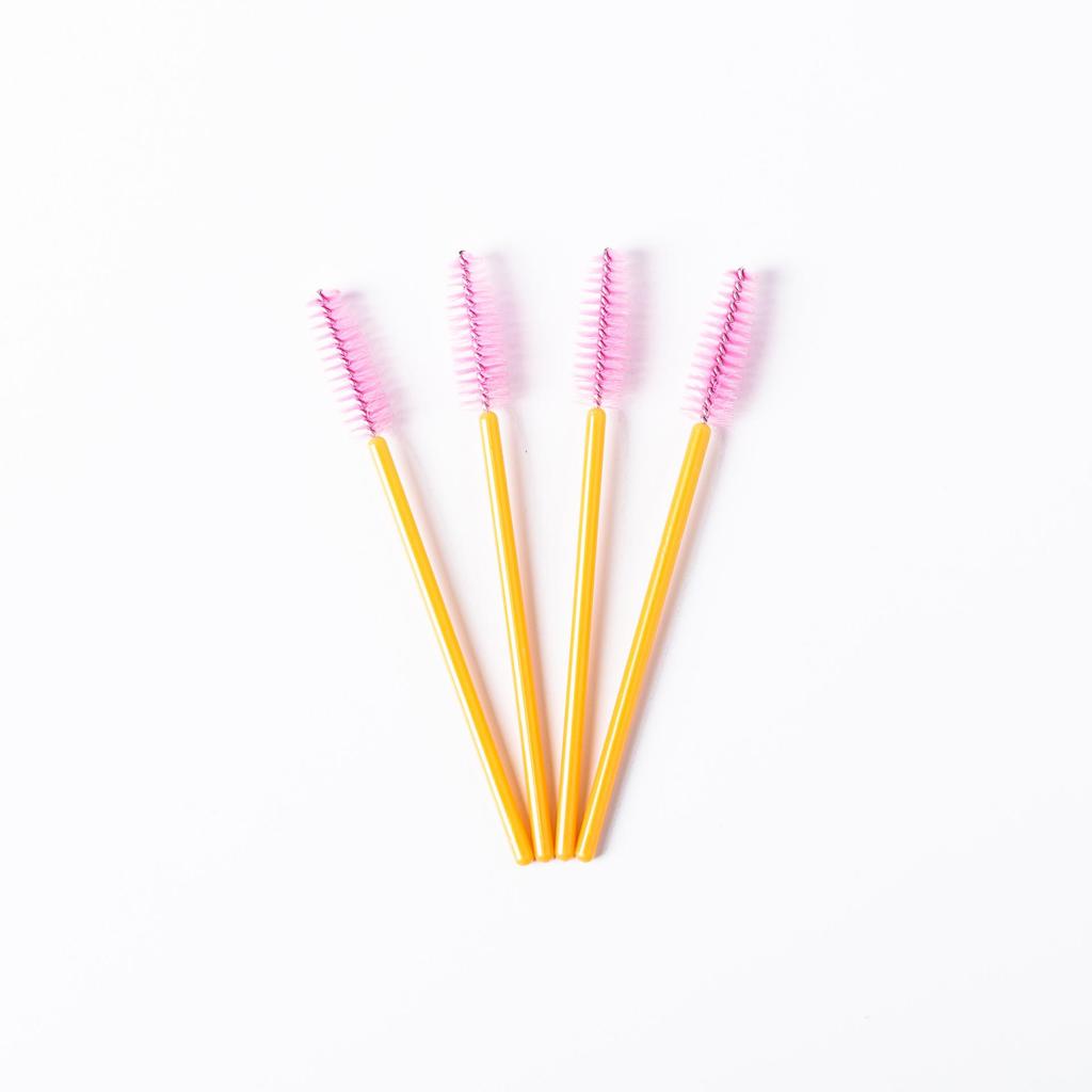 Cepillo Espiral Desechable para Pestañas y Cejas con Varilla Sólida