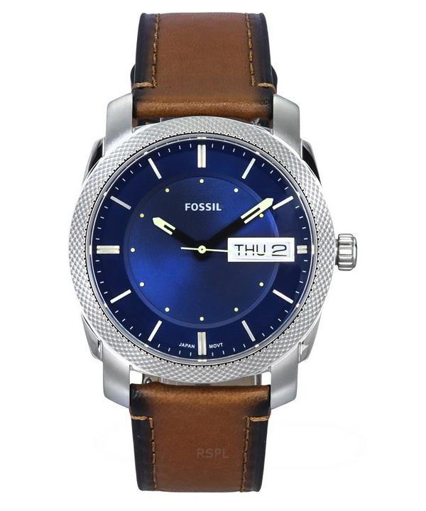 

Fossil Machine Кварцевые мужские часы с коричневым кожаным ремешком и синим циферблатом FS5920 синий