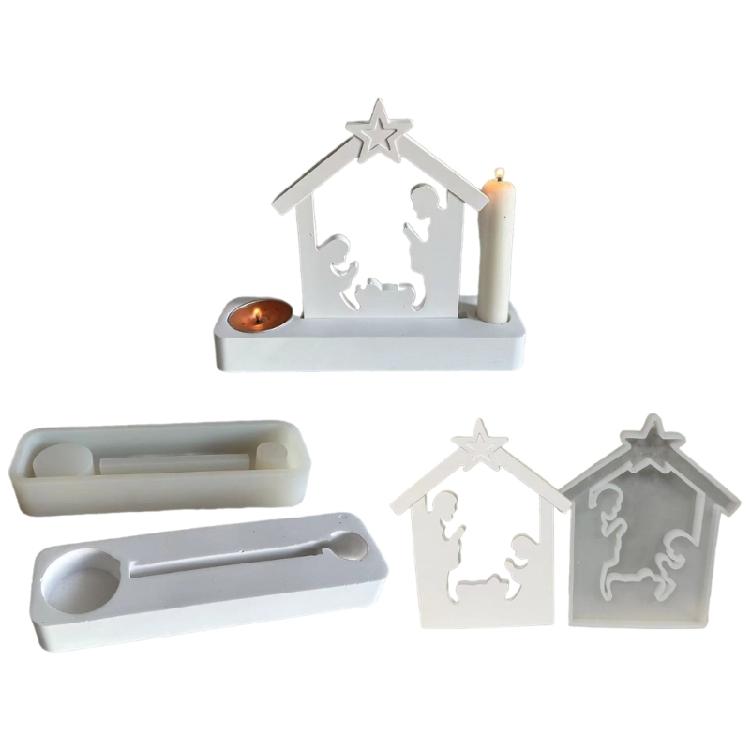 Jesuses Baptism Silicone Mold Plaster Cement Candlestick Mold Gypsum Concrete Mold