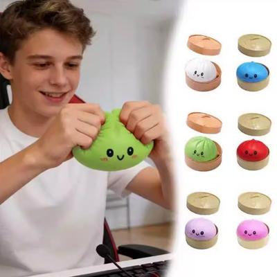 Colorful Dumpling-Shaped Stress Relief Balls Reusable Low Elasticity Decompression Toys Plastic Stress Balls For Relief