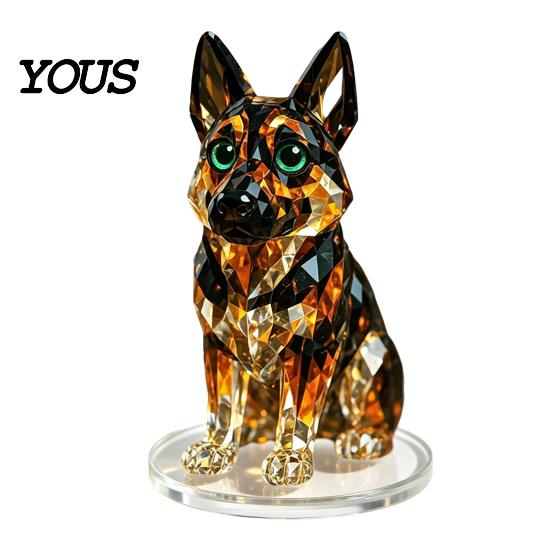 Decorative Desk Figurines Geometric Faux Crystal Animal Sculpture, Sparkling Acrylic Cat/Owl/Eagle/Dog Statue, Unique Birthday Gifts for Her