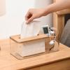 2 in1 Paper Towel Box Compartment Grid Transparent Tissue Box Multifunctional Large Capacity Napkin Organizer Table Decoration