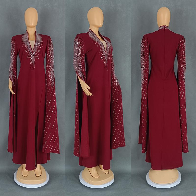 Europäische und amerikanische Damenbekleidung leichter Luxus High-End Modekleid heiße Diamanten Promi-Stil enges Kleid 9026
