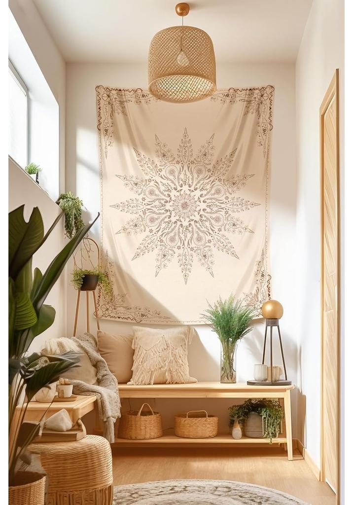 Damanse Floral Tapestry Wall Hanging Cute,Boho Wall Tapestry for Bedroom Aesthetic,Mandala Living Room Decor for Teen Girls