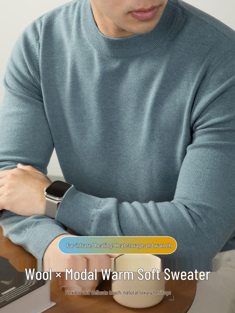 Men's Far-Infrared Self-Heating Sheep Modal Knitwear: Skin-Friendly, Anti-Pilling, Long-Sleeved Sweater for Autumn and Winter