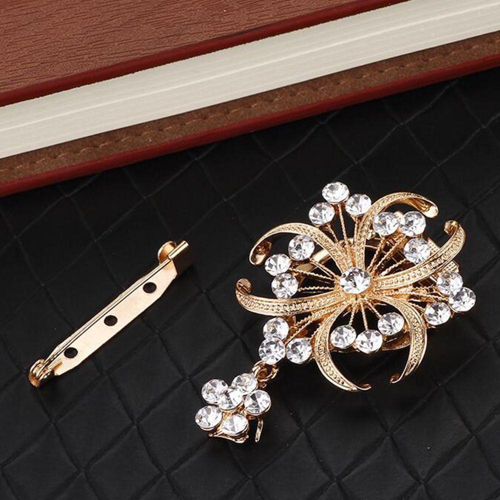 Party Bouquets Romantic Rhinestone Zinc Zinc Alloy Crystal Drop Prom Women Wedding Pearl Pins Brooches