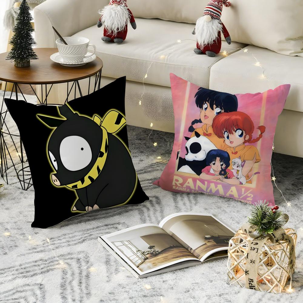 Cartoon Comic P Chan R-Ranma ½ 1 Pillow Case Natural Linen Organic Fabric Double-Sided Printing Sofa Home Decor Gift Pillow Case