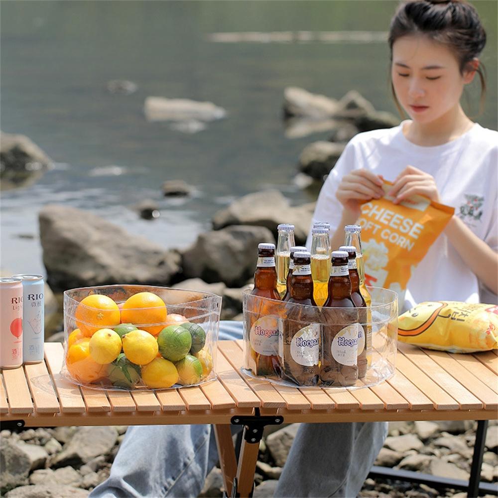 Outdoor Portable Foldable Bucket Transparent PVC Round Bucket Large Capacity Travel Camping Water Storage Bucket Fishing Tank