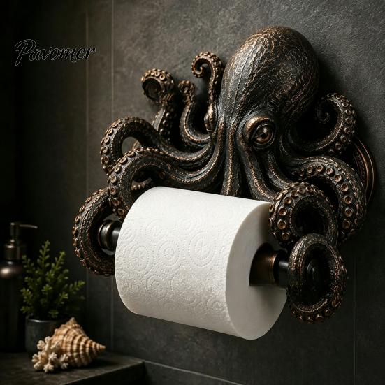 Funny Shark Tissue Holder Ocean Toilet Paper Holder, Turtle/Octopus/Shark Shape, Wall Mount Space Themed Home Decor Saving Resin Organizer,