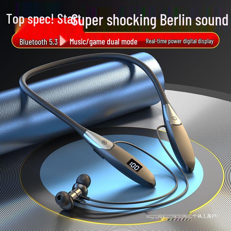 Sports Wireless Bluetooth Earphones: Long Battery, Heavy Bass, High Volume, Neck-Hanging, E-sports Navigation