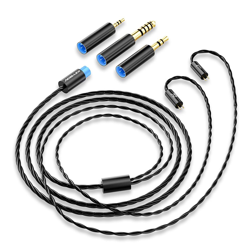 KEYSION 3-in-1 2,5 3,5 4,4mm Austauschbares versilbertes OCC Upgrade-Kabel 0,78mm 2-Pin-Draht-Kopfhörerkabel HIFI-Kopfhörerkabel