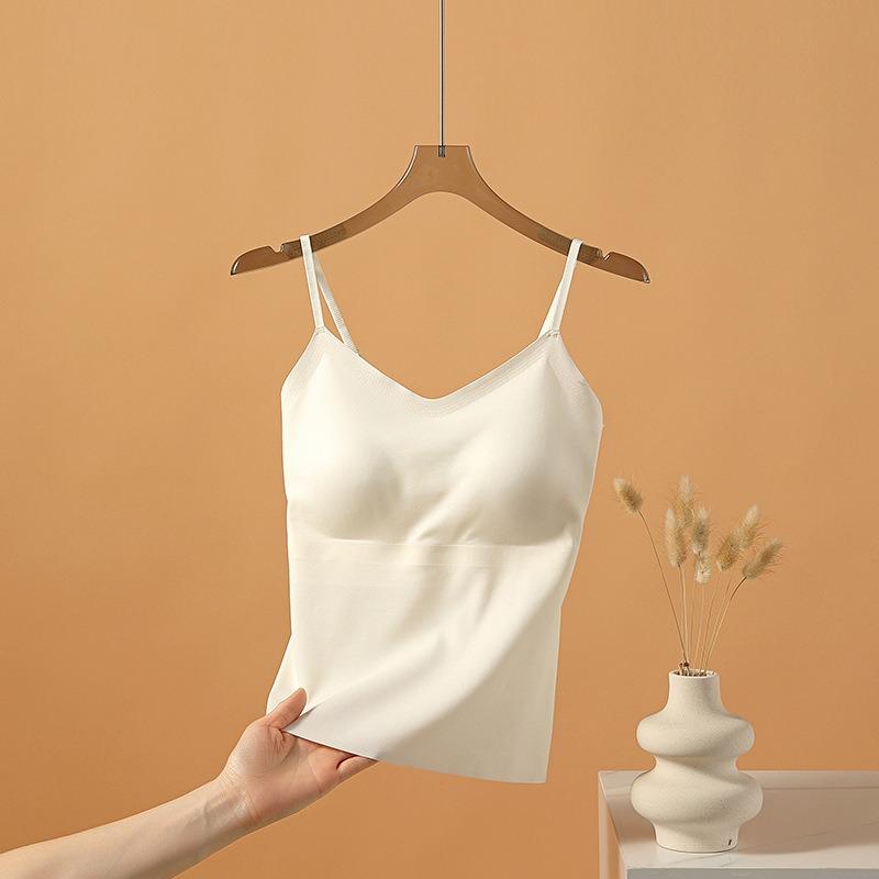 Canottiera da Donna con Spalline Sottili e Reggiseno Imbottito Integrato Top Interno Pezzo Unico