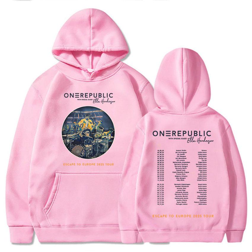 OneRepublic Escape To Europe 2025 Tour Hoodies Autumn Fleece Casual Male Sweatshirts Long Sleeve Band Printing Sudaderas Unisex