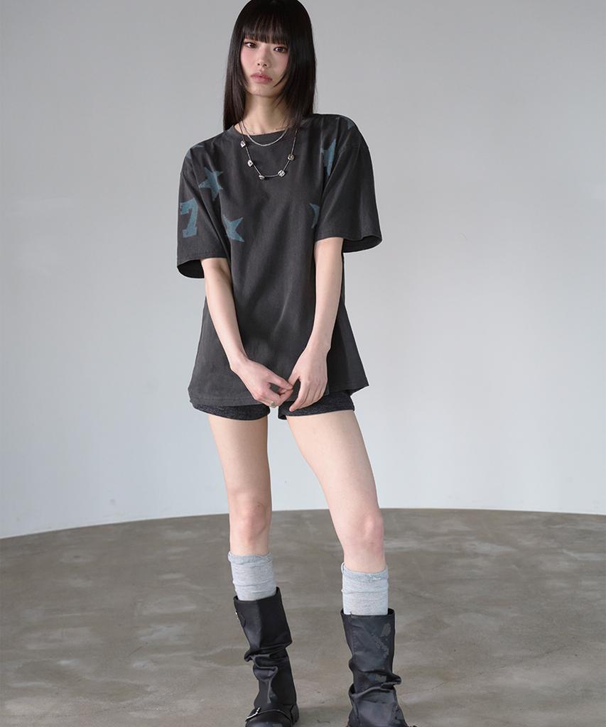 PRENDA Three Star Pigment Short Sleeve Black