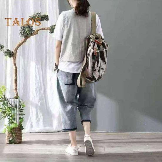 Lady Coat V Neck Single-breasted Sleeveless Solid Color Button Closure Retro Cardigan Waistcoat Daily Wear Casual Vest Top