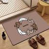 Cartoon Cat Dog Carpet Mat Rug Striped Design with Cute Inspirational Text Home Decoration Floor Mat Floor Door Mat Welcome Mat