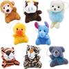 16 Stuks Mini Dier Pluche Speelgoed Assortiment Dieren Sleutelhanger Decoratie voor Kinderen Klein Knuffel Grootverpakking voor Kermis Prijzen Grijpkraan