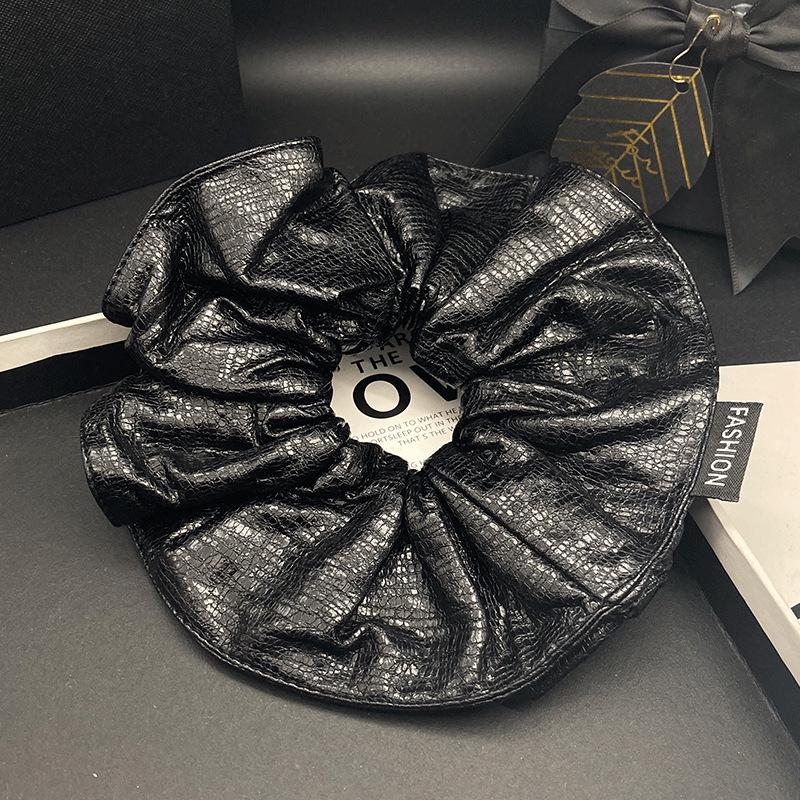 2025 Autumn/Winter High-End Retro PU Leather Elastic Hair Tie for Ponytails and Buns