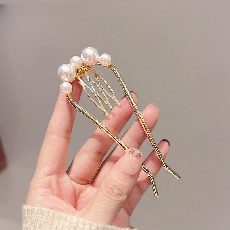 Retro Temperament Flower Butterfly Hairpin Pearl Fringed U-Shaped Hairpin Ancient Hanfu Cheongsam Pan Head Accessories Hairpin