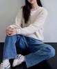 KNOWING Alpaca Oversized V-Neck Knit (Cream)