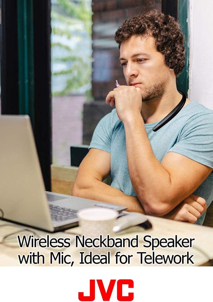 JVC Kenwood NAGARAKU Wearable Neck Wireless Approximately 15 Hours of Continuous Lightweight Design Black SP-A7WT-B Speaker, Bluetooth, Playback,