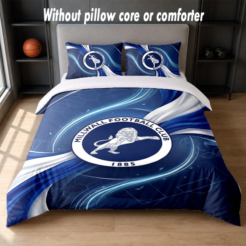 Millwall Football Design Bed Bedding Set 1 Duvet Cover + 2 Pillowcases Soft Breathable Household Bed Linens