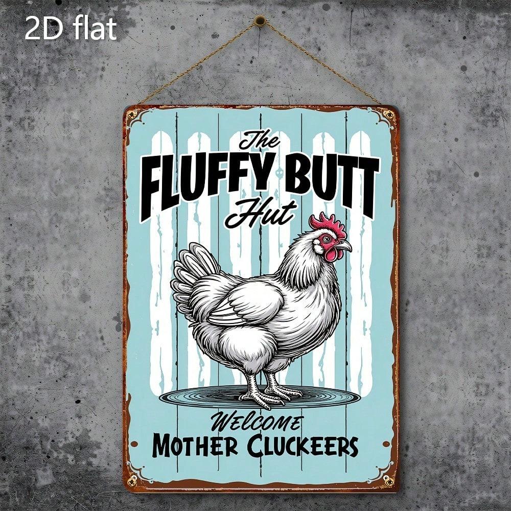 Metal Wall Art Hen with Mother Clucker Sign Kitchen Decor