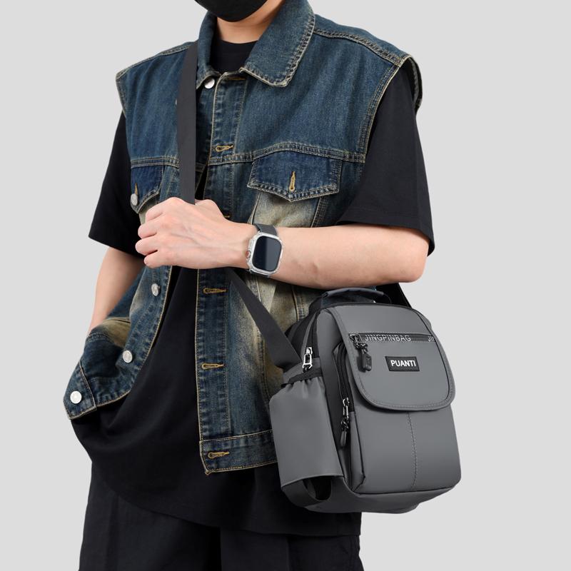 Borsa a Spalla Quadrata Sportiva da Uomo - Borsa a Tracolla Resistente a Lati Morbidi Stile College con Tasche Multifunzionali
