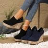 Women Sneakers Spring Autumn Suede Boots Zipper Platform Wedges Sneakers Women Round Toe Sexy High Heels Shoes Women