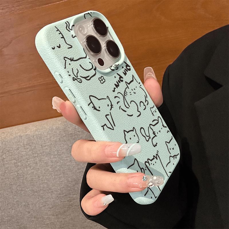 Skin Lines Cat for Apple Mobile Phone Case 16/15/14plus New Soft Case for IPhone16promax