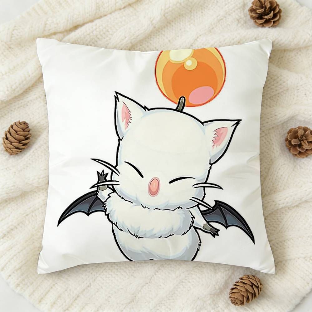 FFinal Fantasy Moogle FF VI Doublesided Printed Square Decorative Cushion Cover for Sofa Living Room Home Decor