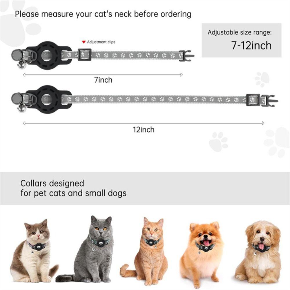 With Bells Cat Collar Safety Buckle Adjustable For Airtag Case Anti-Lost Reflective Strips Pet Tracker Collar for AirTag
