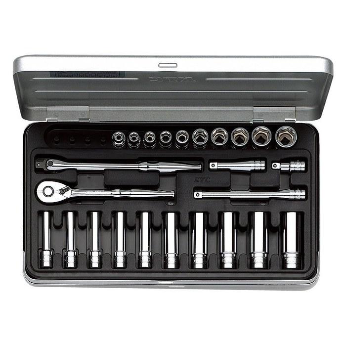 [Kyoto Machine Tools] Socket Wrench Set TB2X20 (25-Piece) Silver