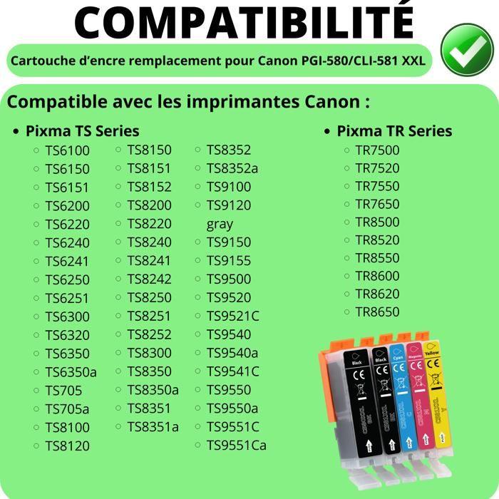 Cartuș de cerneală de înlocuire Canon 580 581 XXL compatibil Pixma TR7500 TS6100 Pachet 1 Negru PGBK 1 Negru 1 Cyan 1 Magenta 1 Galben