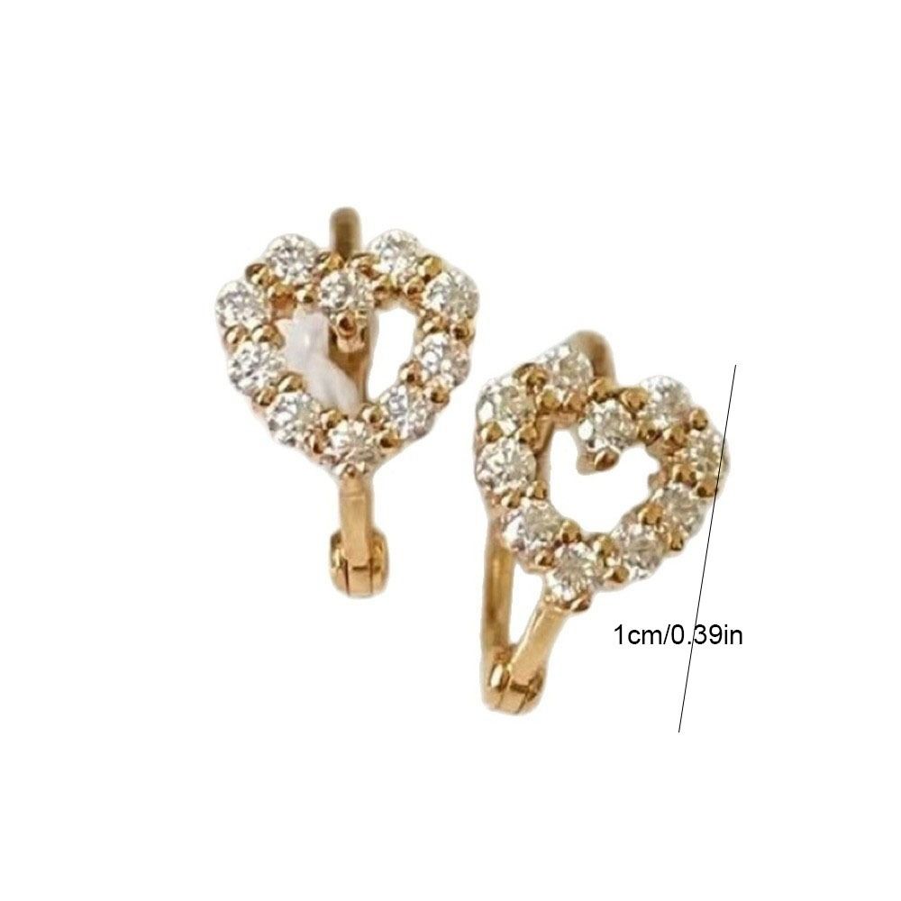 Shiny Heart Stud Earrings Sparkling Ear Buckle Luxury Rhinestone Hoop Earrings Female